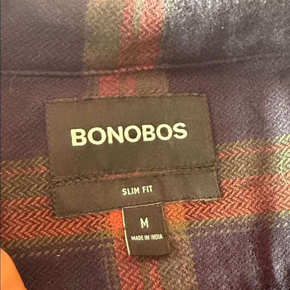 Bonobos Navy and Green Plaid Casual Button Down Shirt - Picture 2 of 5
